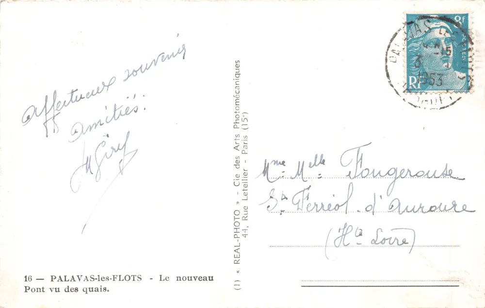 Palavas-les-Flots — Ansicht des Brücke von den Kais — Verlag REAL-PHOTO, Nr. 16 - Rückseite
