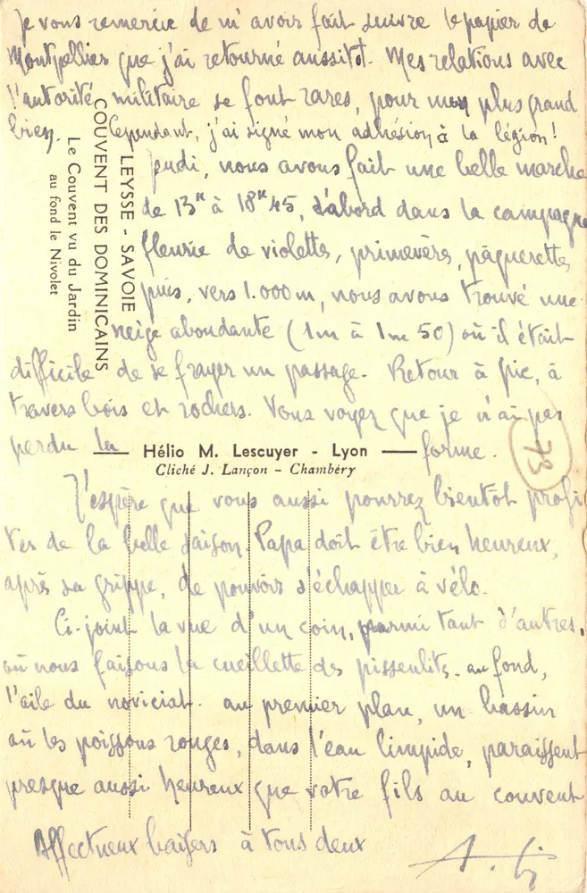 Das Dominikanerkloster — Ansicht des Gartens — Cliché J. Lançon - Chambéry - Rückseite