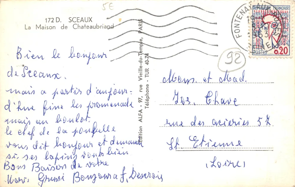 Das Haus von Chateaubriand — Ansicht des Schlosses und seines Parks — Ausgabe ALFA - Rückseite