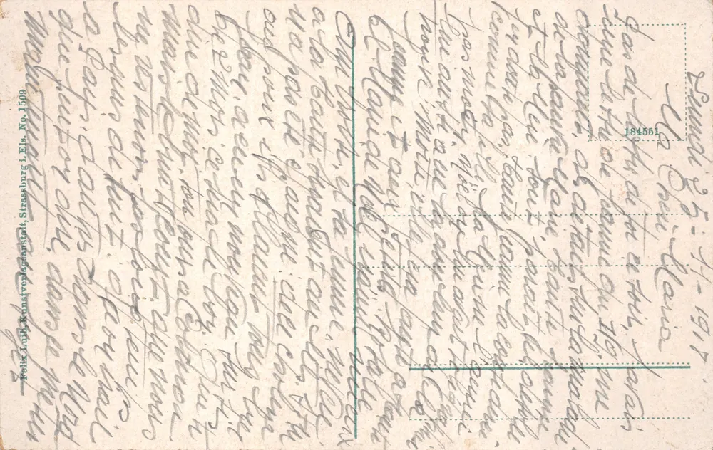 Colmar — Denkmal für Bruat — Verlag Felix Lipp, Straßburg, Nr. 1509 - Rückseite