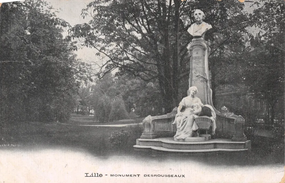 Lille - Desrousseaux-Monument — Büste und sitzende Statue in einem Park, Verlag AERCK PARIS - Vorderseite