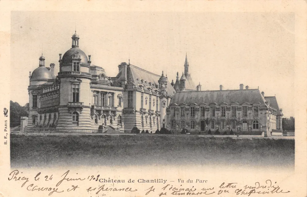 Château de Chantilly — Vu du Parc — B.F., PARIS - Recto
