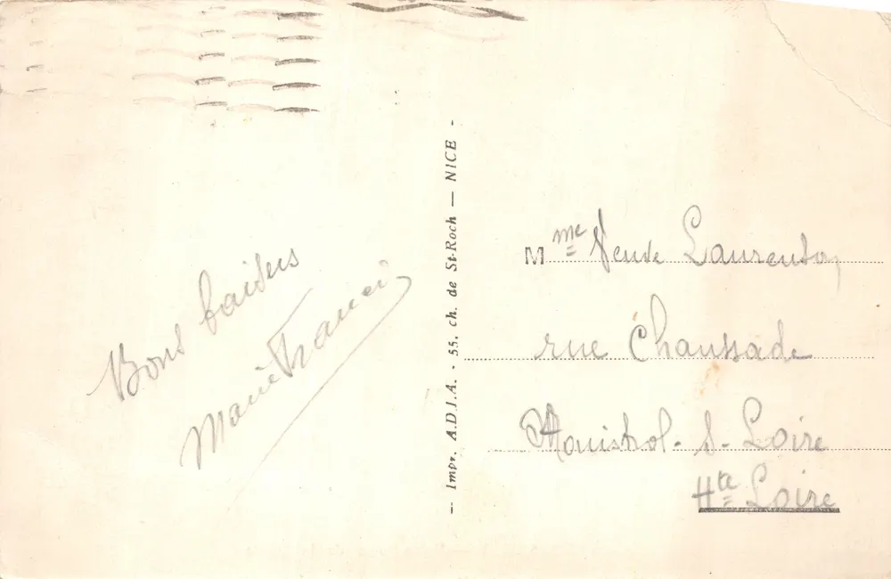 Marseille — Notre-Dame de la Garde — éditeur A.D.I.A. - 55, ch. de St-Roch - NICE - Verso