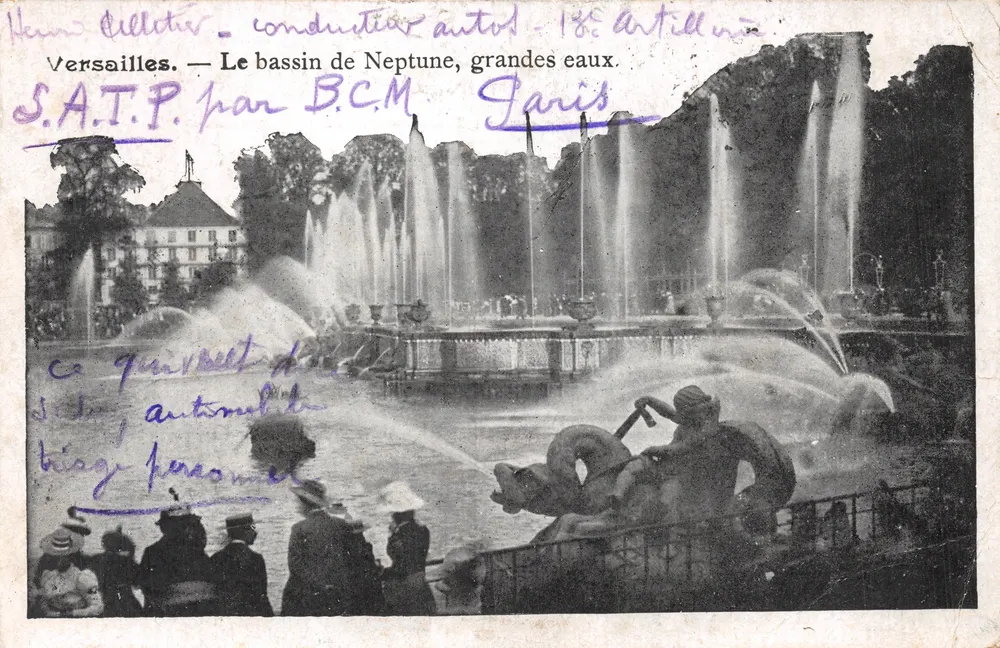 Versailles — Der Bassin des Neptun, große Wasser — S.A.T.P. von B.C.M. Paris - Vorderseite