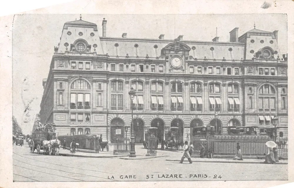 Die Saint-Lazare-Bahnhof — Hauptfassade mit Uhr — Verlag Paris-24 - Vorderseite
