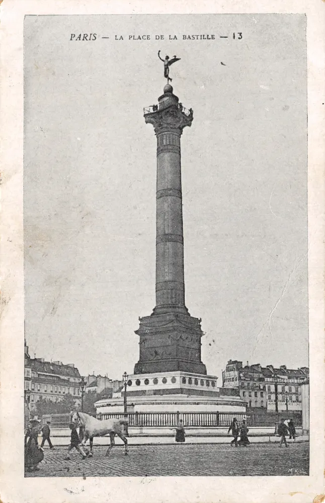 Paris — La Place de la Bastille — éditeur M. K. 2, n° 13 - Recto