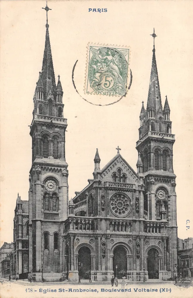 Kirche Saint-Ambroise — gotische Fassade und Türme — Verlag C.P. Nr. 178 - Vorderseite
