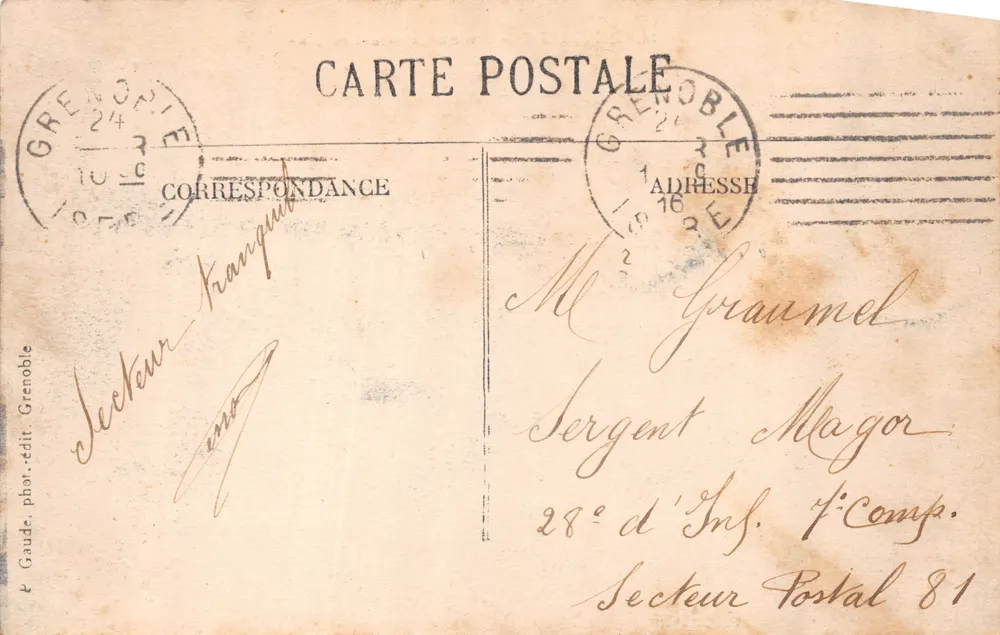 Grenoble — Avenue Alsace-Lorraine — Gaude, Foto. Verlag Grenoble - Rückseite