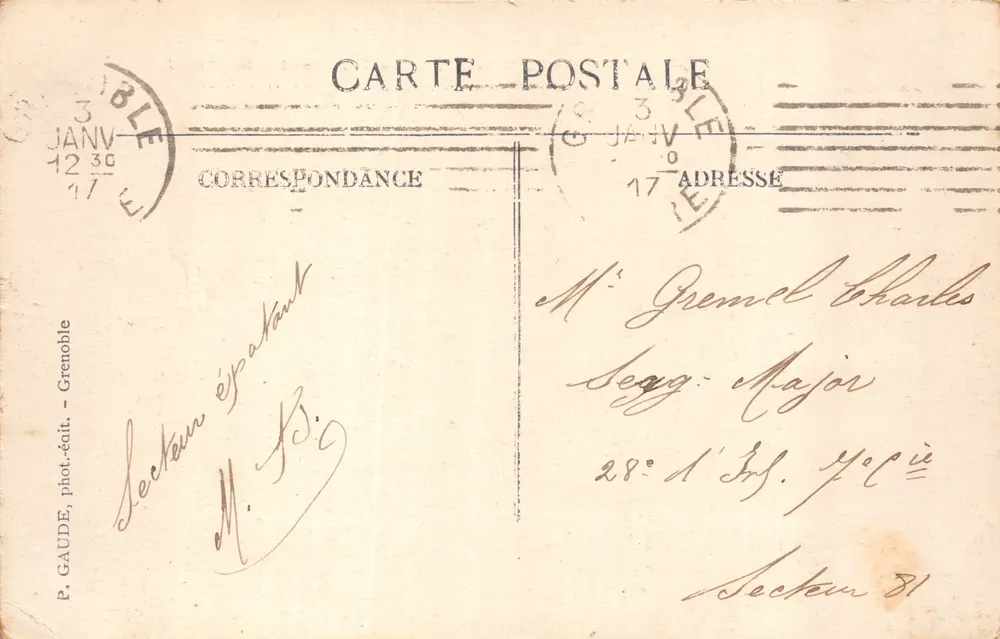 Grenoble — La Tronche et le St-Eynard — P. GAUDE, phot. édit - Verso
