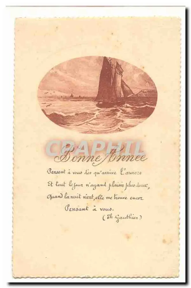Segelboot auf dem Meer — Gedicht von Th. Gauthier — Verleger unbekannt - Vorderseite
