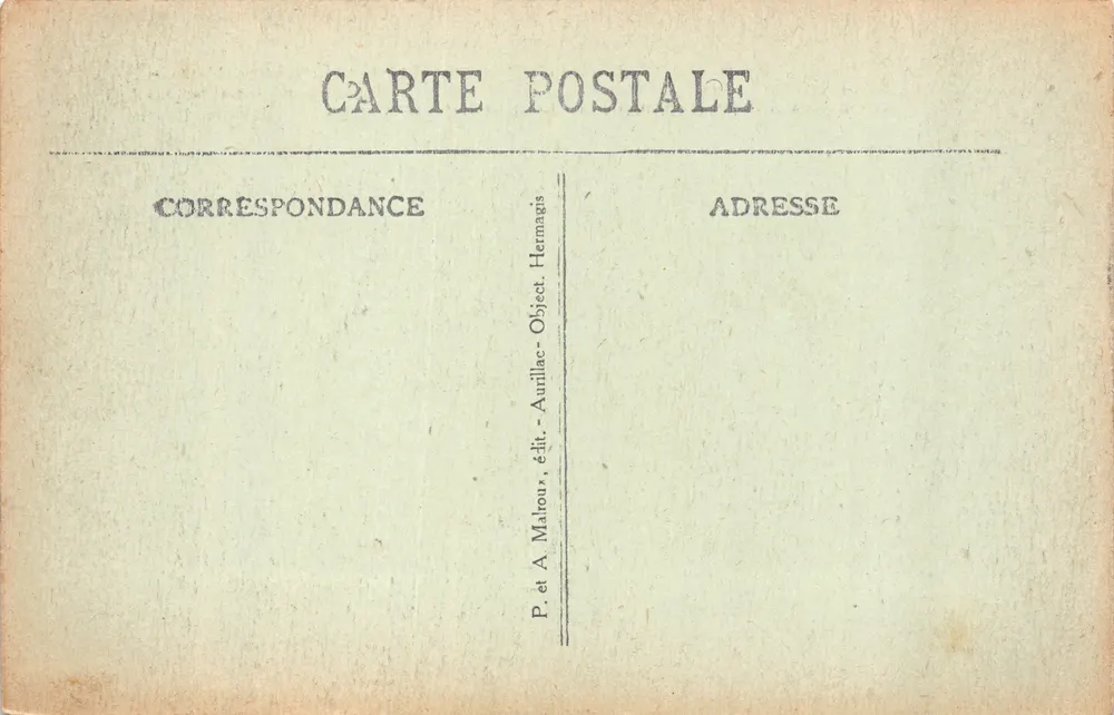 Aurillac — Vue générale — éditeur P. et A. Malroux - 뒷면