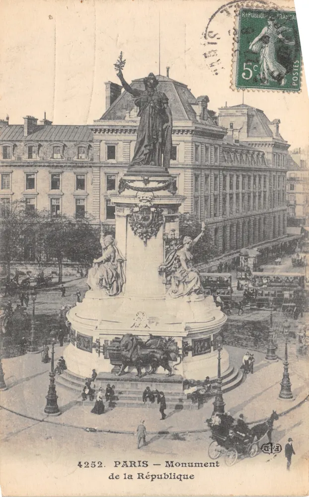PARIS — Denkmal der Republik — Verlag Druck auf Karteikarte n° 4252 - Vorderseite