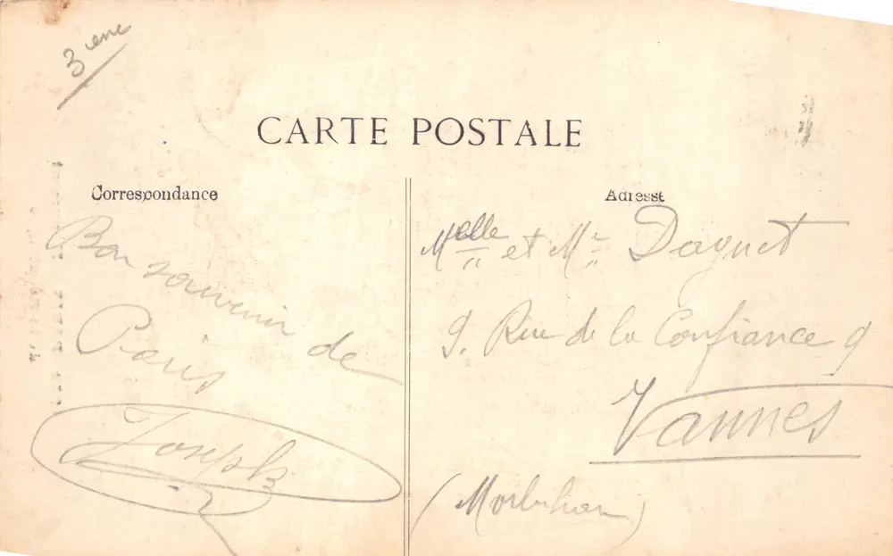 PARIS — Denkmal der Republik — Verlag Druck auf Karteikarte n° 4252 - Rückseite