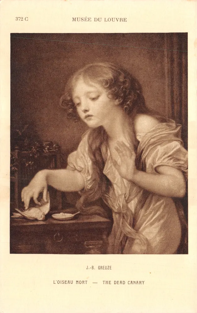 Der tote Vogel — Der tote Kanarienvogel — Musée du Louvre — J.-B. Greuze — n° 372 C - Vorderseite