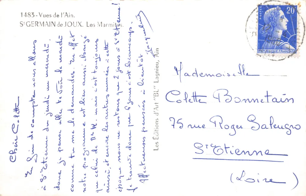 Les Marmites — Saint-Germain-de-Joux — Éditions d'Art 'BL' Lagnieu - Verso