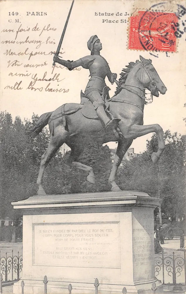 Statue der Jeanne d'Arc — Place des Vosges, Paris — veröffentlicht von C.M. n°149 - Vorderseite