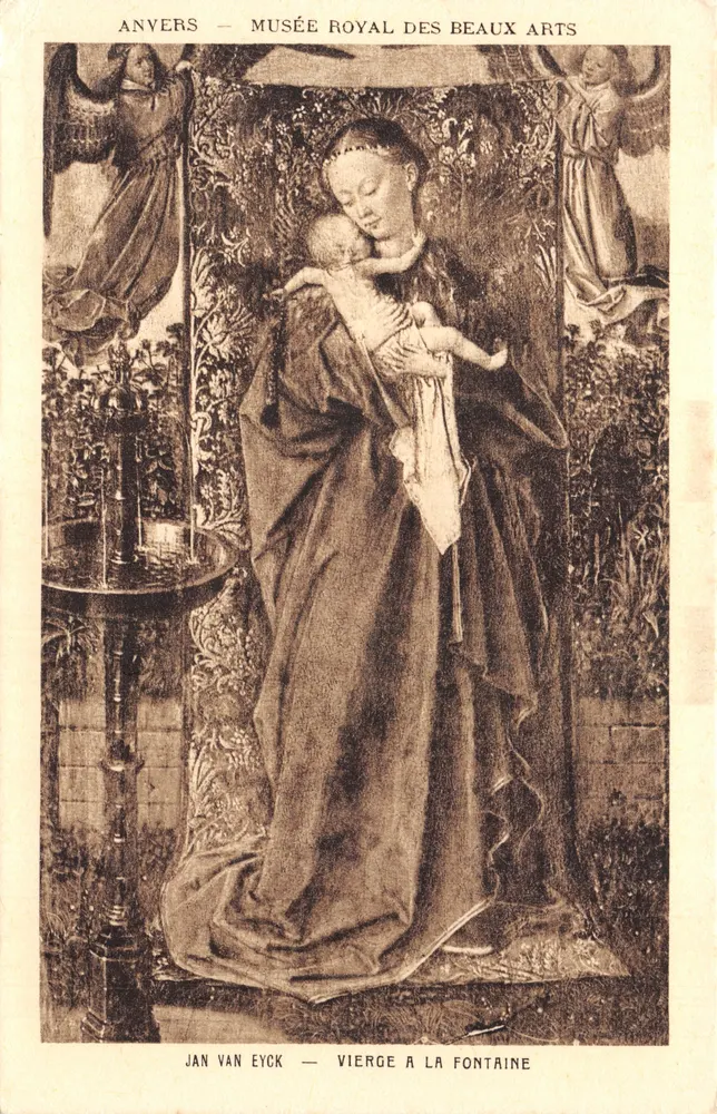 Antwerpen — Königliches Museum für Schöne Künste — Jungfrau am Brunnen von Jan van Eyck - Vorderseite