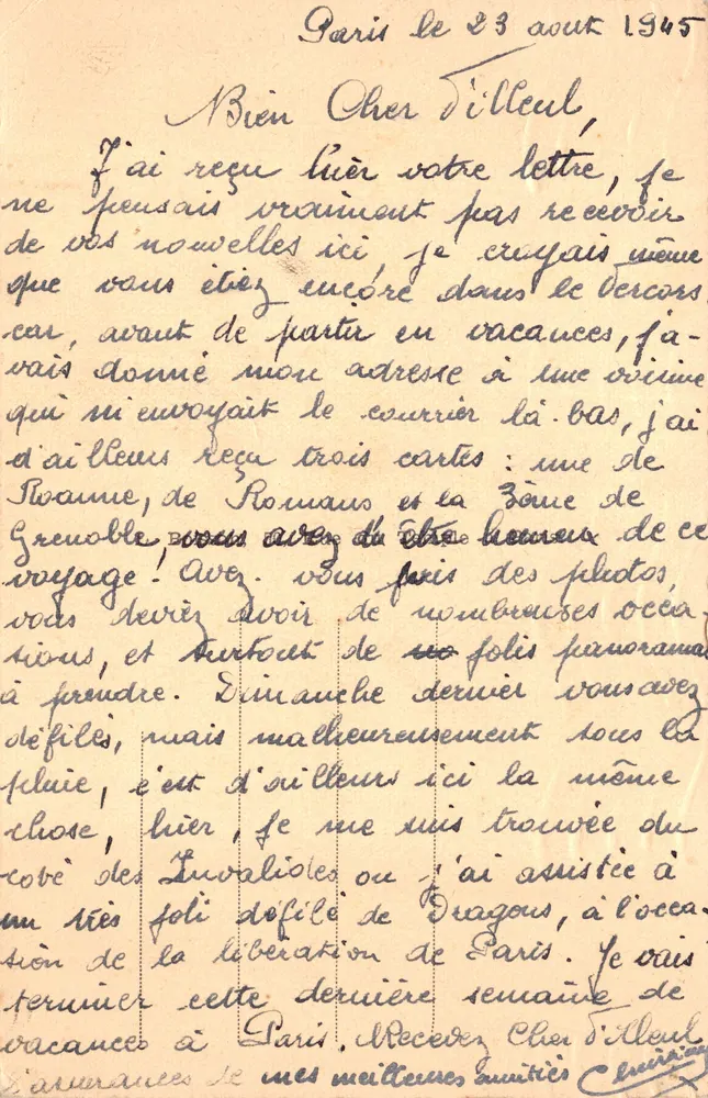 Paris - Arc de Triomphe de l'Étoile — éditeur Dille, n° 217 - Verso