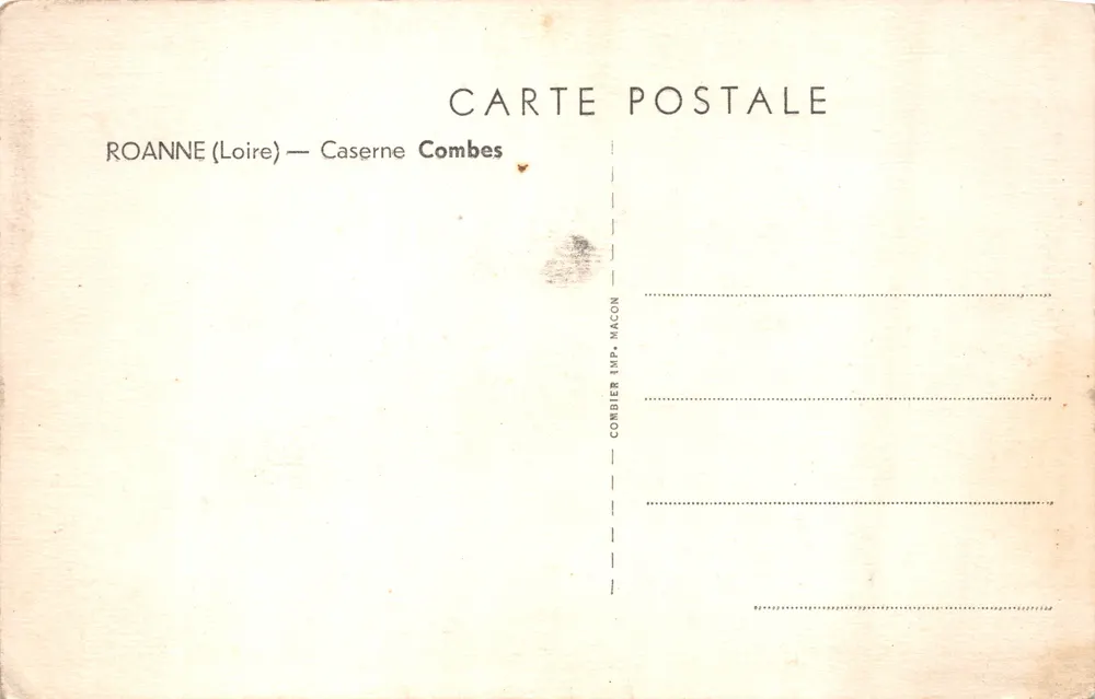 Roanne (Loire) — Caserne Combès — éditeur Combier Imp. Macon - Verso