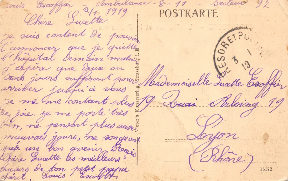 Strasbourg — Das Theater und das Präfekturgebäude — Victor's Kunstverlag - Rückseite