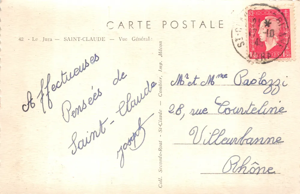 Saint-Claude — Vue Générale — Imp. Combier, Mâcon - 뒷면