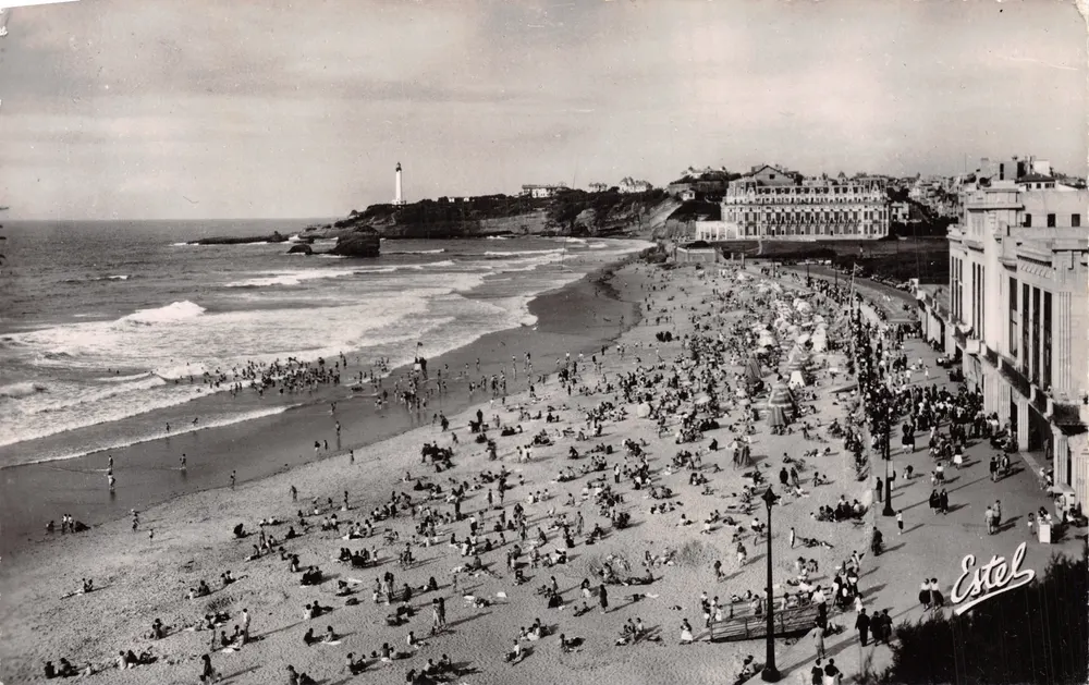 Biarritz — Die Grande Plage, das Casino und das Hotel du Palais — Estel - Vorderseite