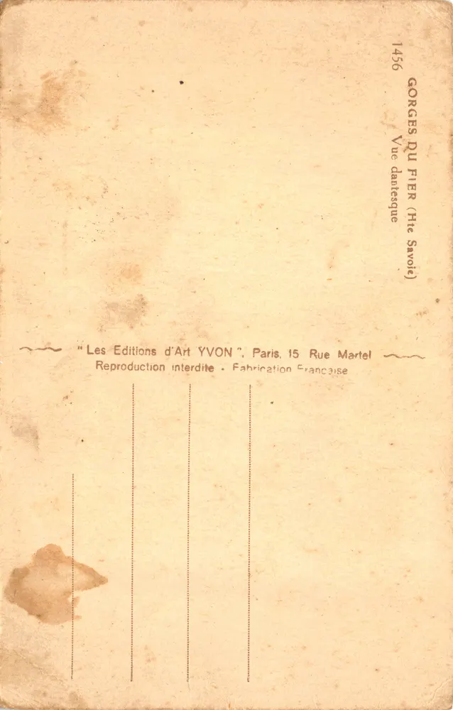 Gorges du Fier — Dantesque Ansicht — Les Editions d'Art YVON - Rückseite