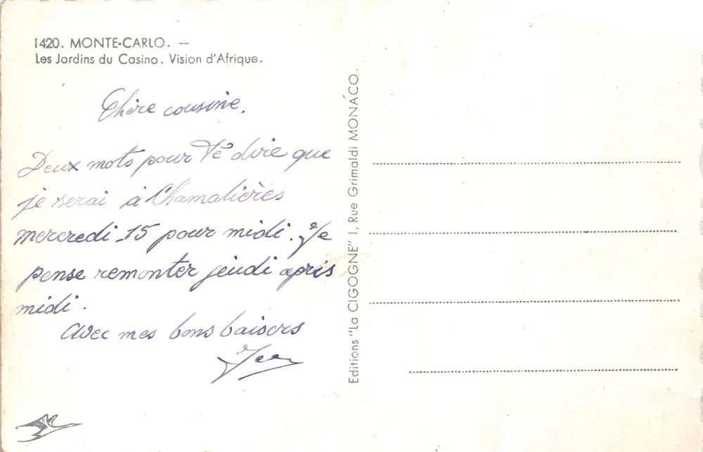 Les Jardins du Casino — Vision d'Afrique — Éditions La Cigogne - Verso