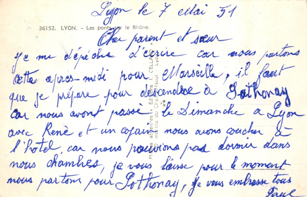 Lyon — Les ponts sur le Rhône — Éditions J. CELLAND - Verso