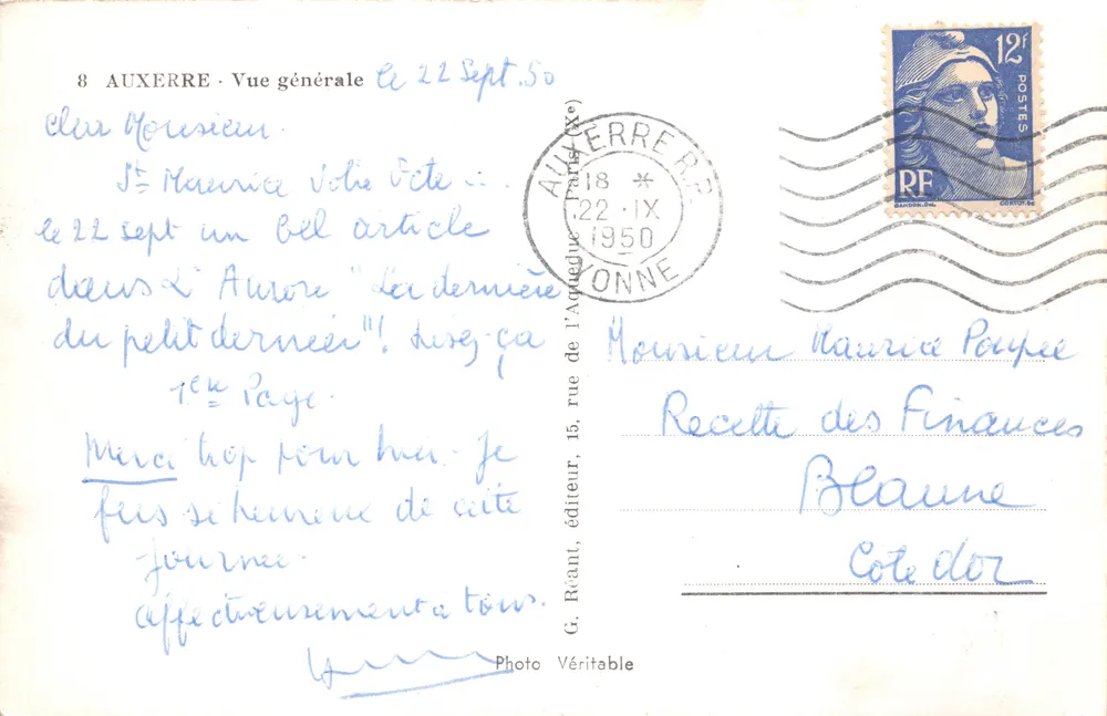 Auxerre — Vue générale — éditeur MAGE - पीछे