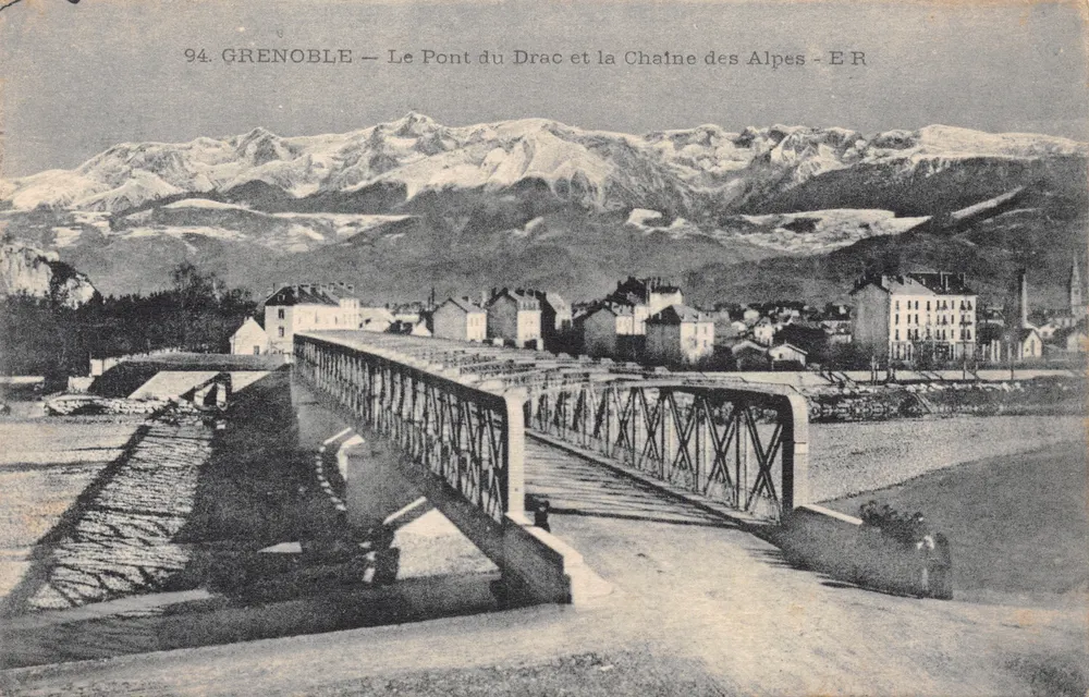 Grenoble — Der Drac-Brücke und die Alpenkette — ER - Vorderseite