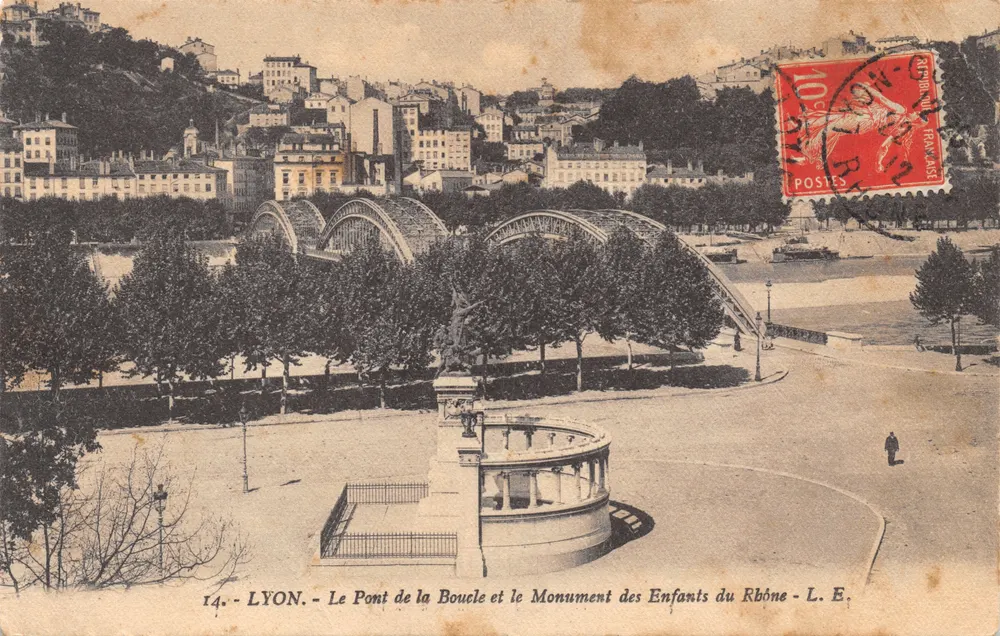 LYON — Die Brücke der Schleife und das Denkmal der Kinder des Rhône — L. E - Vorderseite