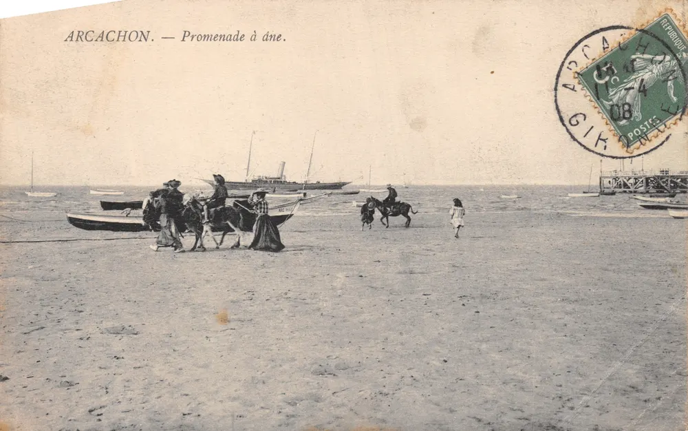 Arcachon — Promenade à âne. — Éditeur : Arcachon, n° 408 - Recto