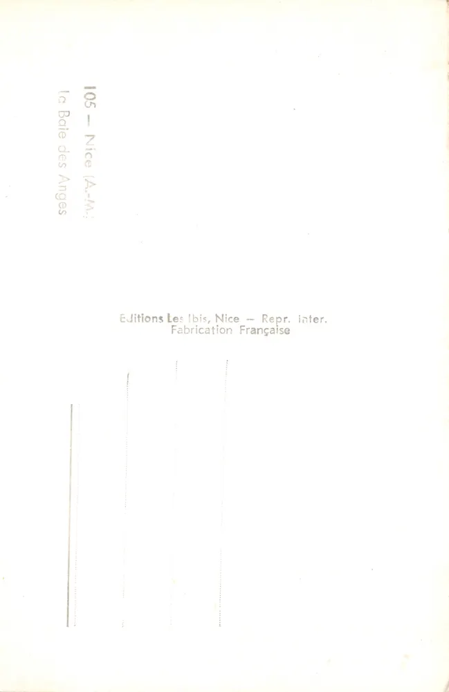 Vista de la bahía de Niza — editor Éditions Les Ibis, Niza - Reverso