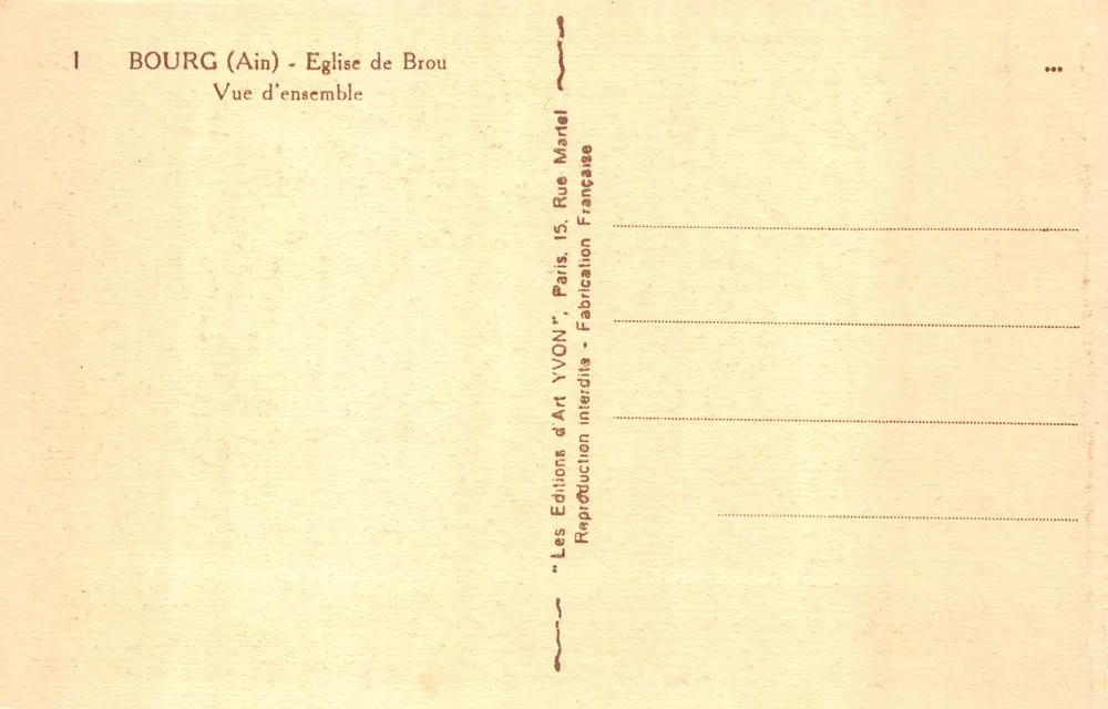 Bourg (Ain) — Kirche von Brou — Überblick — Editions d'Art YVON, Paris - Rückseite