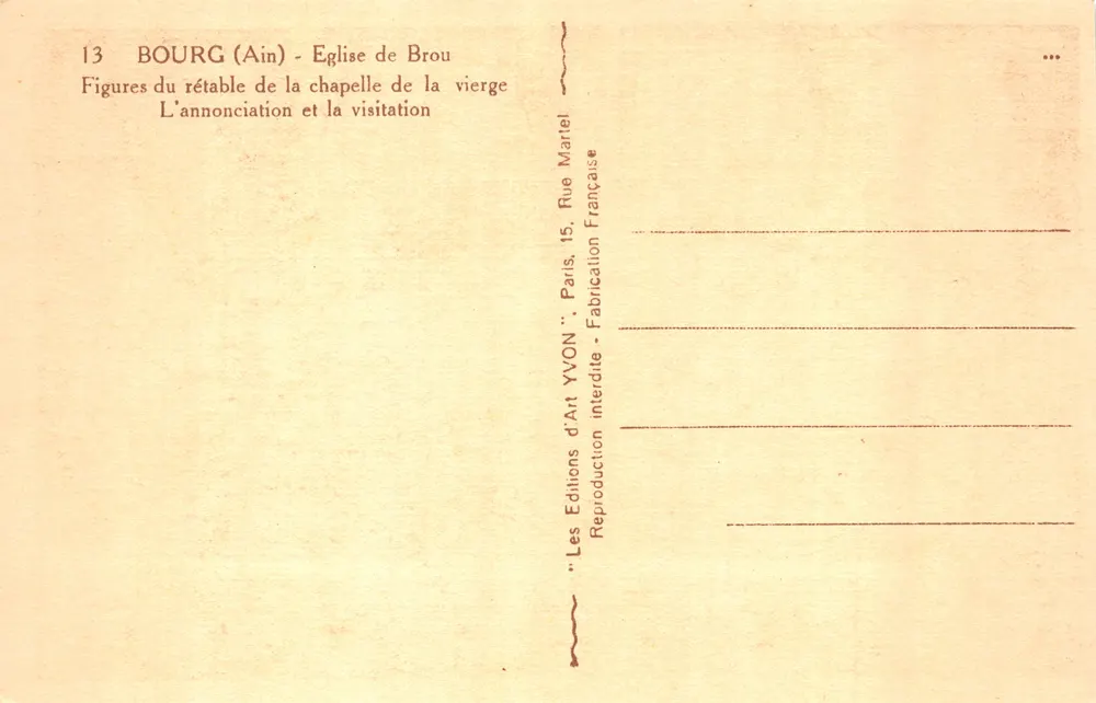 Bourg (Ain) — Figuren vom Altar der Kapelle der Jungfrau — Éditions d'Art YVON - Rückseite