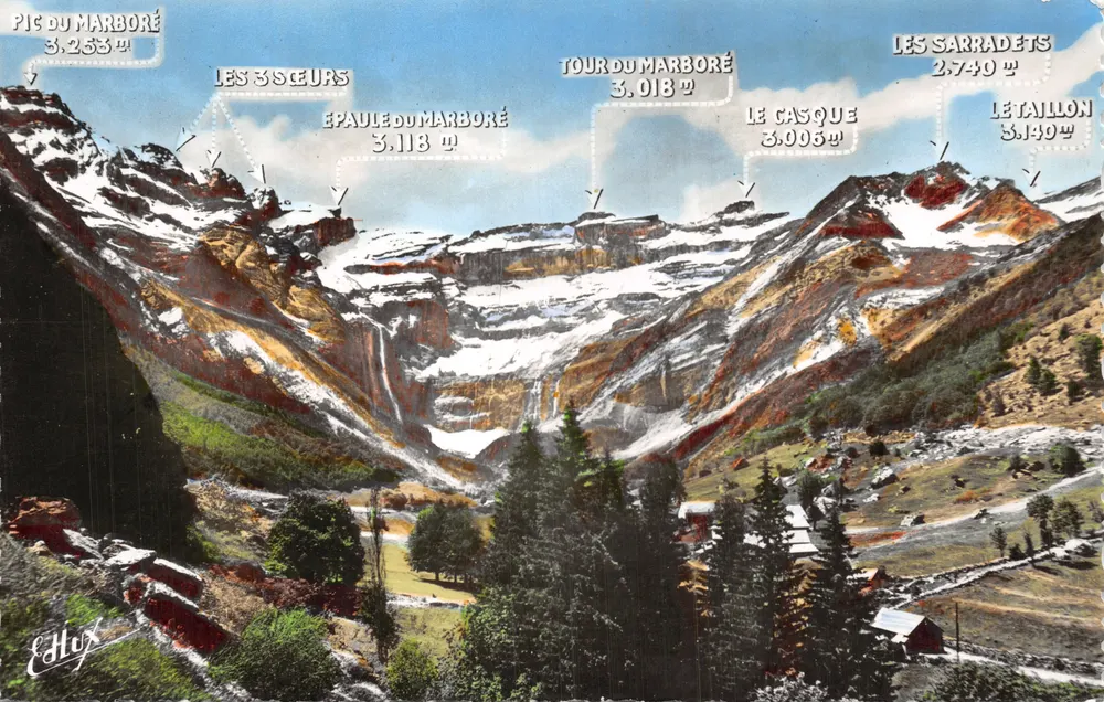 Die Gipfel des Marboré — Panoramablick mit Höhenangaben — Verlag Edlux - Vorderseite