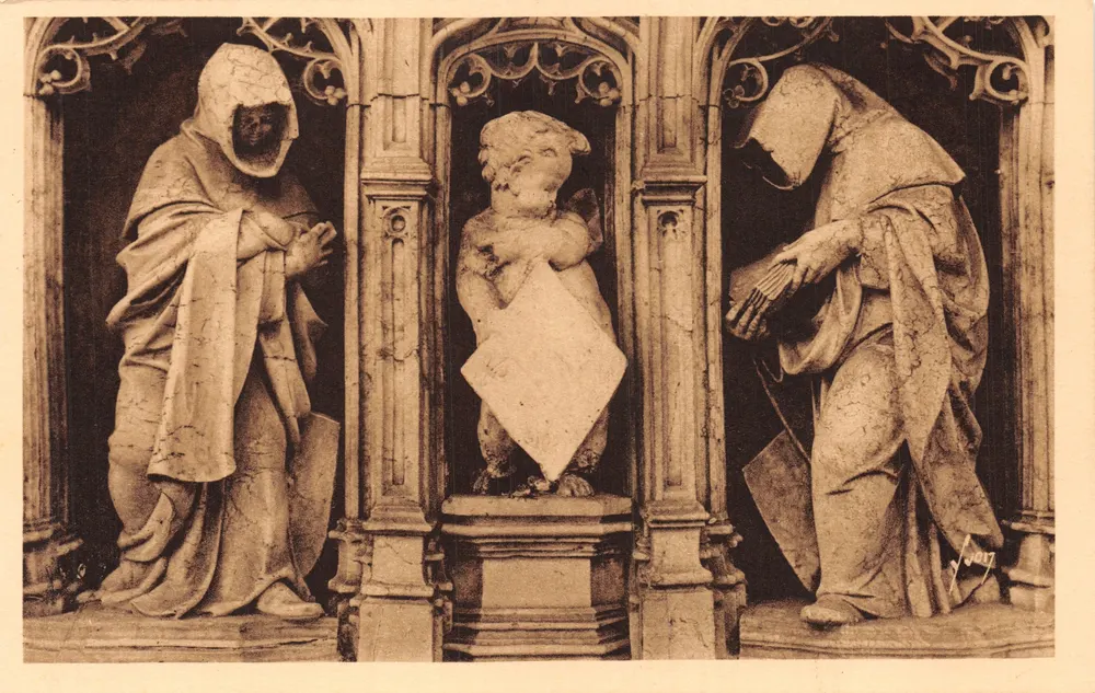 Bourg (Ain) - Kirche von Brou - Figuren vom Mausoleum von Marguerite de Bourbon (Die Weinter) - Vorderseite