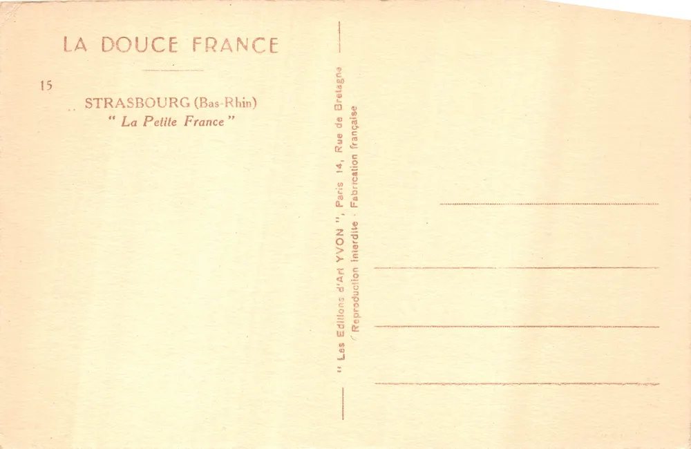 Strasbourg — La Petite France — Editions d'Art YVON - Rückseite