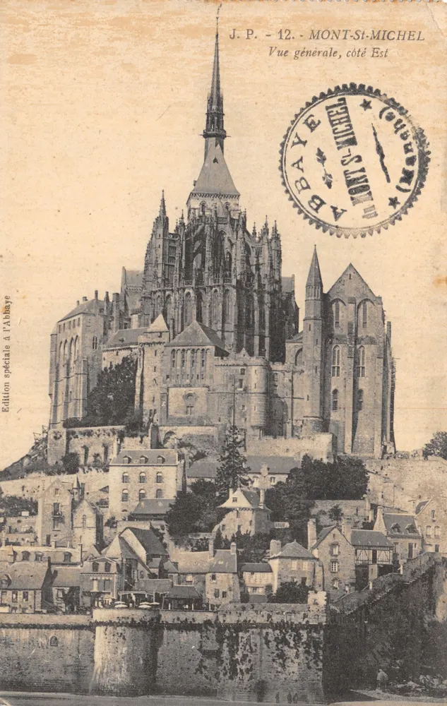 Mont-Saint-Michel — Allgemeiner Blick, östliche Seite — Sonderausgabe bei der Abtei, J.P. - 12 - Vorderseite