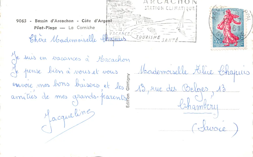 Bassin d'Arcachon — Pilat-Plage — La Corniche — Édition Glatigny - Verso