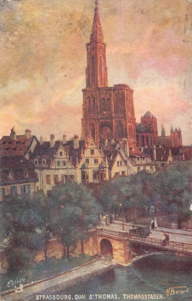 Strasbourg — Quai Saint-Thomas mit der Kathedrale — Verlag Orlétte, N. Béraud - Vorderseite