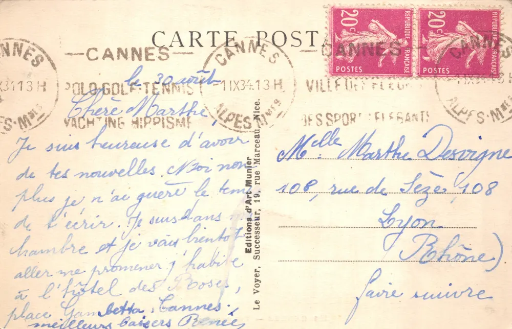 Cannes — Vista geral — Foto Munier, n.º 226 - Verso