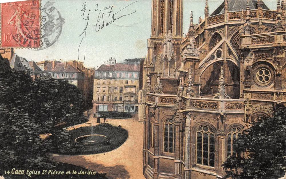 Caen - Kirche Saint-Pierre und der Garten — Verlag L.V. & Cie, Nr. 14 - Vorderseite