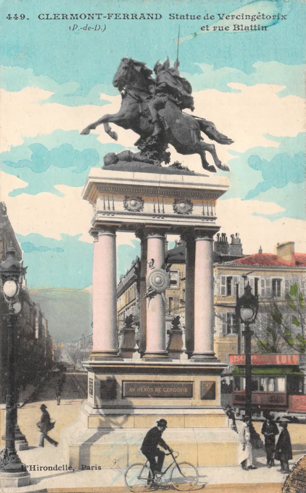 Clermont-Ferrand — Statue des Vercingétorix und Straße Blattin — Hironnelle, Paris - Vorderseite