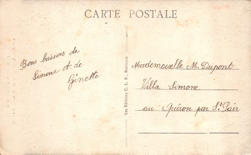 Consolation Falls — pittoresker Ort in der Franche-Comté — Verlag: Les Éditions C. L. B., Besançon, Nr. 559 - Rückseite