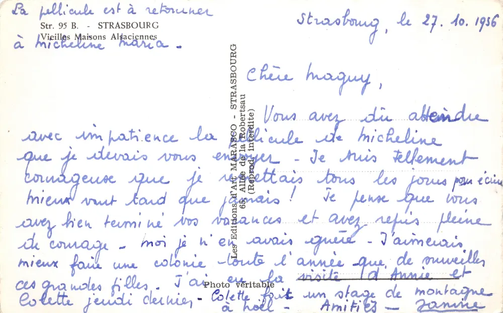 Strasbourg — Alte elsässische Häuser — Verlag MARASCO - Rückseite