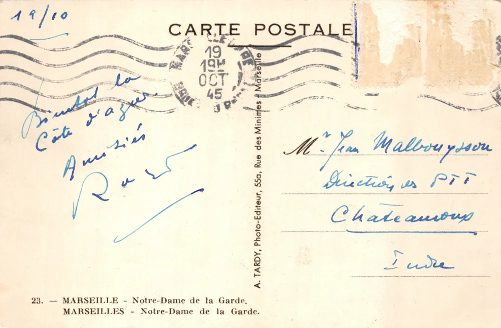 Marseille — Notre-Dame de la Garde — Verleger A. TARDY, n°23 - Rückseite
