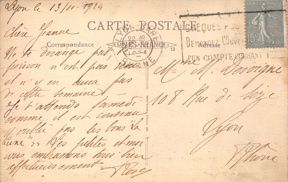 Lyon — Allgemeiner Blick — Verlag: AUF DER KARTE DRUCKT, Nr. 249 - Rückseite
