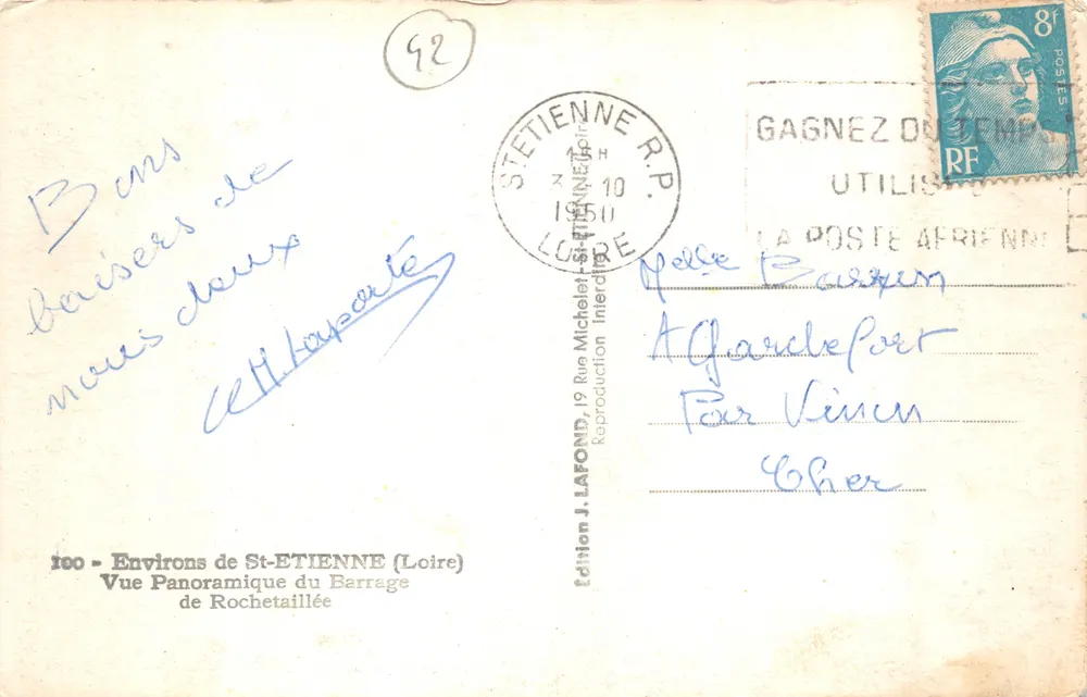 Rochetaillée — Panoramablick auf den Staudamm — Verleger J. Lafond - Rückseite